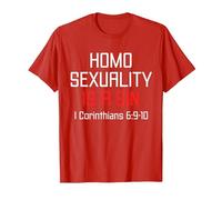 Homosexuality is A Sin I Corinthians 6:9-10 Apparel T-Shirt, Men, Red, Small