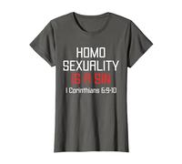 Homosexuality is A Sin I Corinthians 6:9-10 Apparel T-Shirt, Women, Asphalt Grey, Small