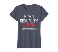 Homosexuality is A Sin I Corinthians 6:9-10 Apparel T-Shirt, Women, Heather Blue, Medium