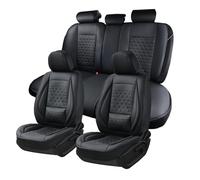 HOMOSTARRY Car Seat Covers for Compact Cars Full Set Faux Leather Seat Protector Waterproof Car Seat Cushion Not for Truck (Black, Full)