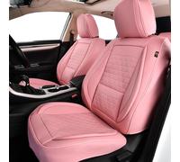 HOMOSTARRY Pink Car Seat Covers for Compact Cars Front Seats Faux Leather Seat Protector Waterproof Car Seat Cushion Not for Truck (Pink, Front)