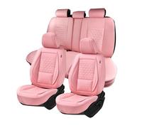 HOMOSTARRY Pink Car Seat Covers for Compact Cars Full Set Faux Leather Seat Protector Waterproof Car Seat Cushion Not for Truck (Pink, Full)