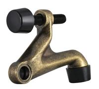 HOMOTEK 1 Pack Hinge Pin Door Stoppers, Hing Door Stops, Adjustable Deluxe Heavy Doorstops for Top of Door, Hinge Stoppers with Black Rubber Bumper Tips, Antique Brass