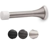 HOMOTEK 1 Pack Spring Door Stopper with Rubber Bumper Satin Nickel 3-1/8" Flexible Spring Heavy Duty Wall Door Stop Low Mounted Door Bumper for Home (Satin Nickel)