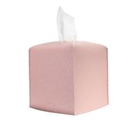 HOMOTEK 1 Pack Tissue Box Cover, Square PU Leather Tissue Holder, Decorative Facial Tissue Cube Paper Organizer Dispenser for Bathroom, Night Stands, Desk, Car 5X5X5'' - Dusty Rose, Pebble Grain