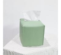 HOMOTEK 1 Pack Tissue Box Cover, Square PU Leather Tissue Holder, Decorative Facial Tissue Cube Paper Organizer Dispenser for Bathroom, Night Stands, Desk, Car 5X5X5'' - Mint Green, Pebble Grain