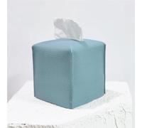 HOMOTEK 1 Pack Tissue Box Cover, Square PU Leather Tissue Holder, Decorative Facial Tissue Cube Paper Organizer Dispenser for Bathroom, Night Stands, Desk, Car 5X5X5'' - Aqua Blue, Pebble Grain