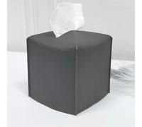 HOMOTEK 1 Pack Tissue Box Cover, Square PU Leather Tissue Holder, Decorative Facial Tissue Cube Paper Organizer Dispenser for Bathroom, Night Stands, Desk, Car 5X5X5'' - Beige, Pebble Grain