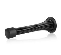 HOMOTEK 12 Pack Black Spring Door Stops,3-1/8" Heavy Duty - Flexible Door Stopper with Low Mounted Black Rubber Bumper Tips