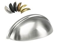 HOMOTEK 12 Pack Drawer Bin Cup Pulls Dresser Pulls for Cabinets Shiny Bright Brushed Satin Nickel - 3 Inch Hole Centers Furniture Handles,Kitchen Cabinet Hardware