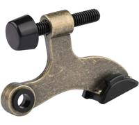 HOMOTEK 12 Pack Hinge Pin Antique Brass Door Stopper, Adjustable Deluxe Heavy Duty Door Stopper 2-1/2"x1-3/4”, with Black Rubber Bumper Tips