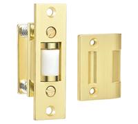 HOMOTEK 2 Pack Commercial Heavy Duty Door Roller Catch, Drive in Ball Catch with Strike Plate Solid Zinc Adjustable Silent Door Latch, Spring Tension Roller, Brushed Brass