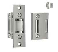 HOMOTEK 2 Pack Commercial Heavy Duty Door Roller Catch, Drive in Ball Catch with Strike Plate Solid Zinc Adjustable Silent Door Latch, Spring Tension Roller, Satin Nickle