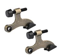 HOMOTEK 2 Pack Hinge Pin Antique Brass Door Stopper, Adjustable Deluxe Heavy Duty Door Stopper 2-1/2"x1-3/4”, with Black Rubber Bumper Tips