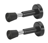 Homotek 2 Pack Spring Door Stoppers, Hydraulic Stainless Steel Wall Door Stops with Rubber Tip, 4 Inch Height Doorstops, Black