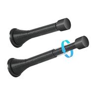 HOMOTEK 2 Pack Telescoping Spring Door Stoppers, Extended from 3-1/8 to 4-1/4 inches Wall Mount Extra Long Door Stops- Flexible Spring Doorstops Wall Protector (Black)