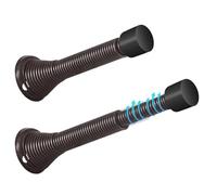 HOMOTEK 2 Pack Telescoping Spring Door Stoppers, Extended from 3-1/8 to 4-1/4 inches Wall Mount Extra Long Door Stops- Flexible Spring Doorstops Wall Protector (Oil Rubbed Bronze)