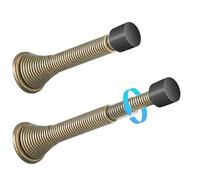 HOMOTEK 20 Pack Telescoping Spring Door Stoppers, Extended from 3-1/8 to 4-1/4 inches Wall Mount Extra Long Door Stops- Flexible Spring Doorstops Wall Protector (Antique Brass)