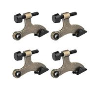 HOMOTEK 4 Pack Hinge Pin Antique Brass Door Stopper, Adjustable Deluxe Heavy Duty Door Stopper 2-1/2"x1-3/4”, with Black Rubber Bumper Tips