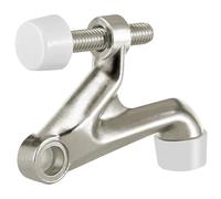 HOMOTEK 4 Pack Hinge Pin Door Stoppers, Adjustable Deluxe Heavy Doorstops for Top of Door, With White Rubber Bumper Tips, Satin Nickel