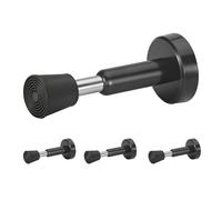 Homotek 4 Pack Spring Door Stoppers, Hydraulic Stainless Steel Wall Door Stops with Rubber Tip, 4 Inch Height Doorstops, Black