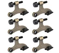HOMOTEK 6 Pack Hinge Pin Antique Brass Door Stopper, Adjustable Deluxe Heavy Duty Door Stopper 2-1/2"x1-3/4”, with Black Rubber Bumper Tips