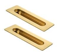 HOMOTEK 7 in Flush Pull Sliding Closet Door Handles 2 Pack Recessed Rectangular Big Handles Bypass Door Handles, Large Size Stainless Steel Barn Door Finger Pull Set, Free of Sharp Edge(Brushed Brass)
