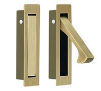 HOMOTEK Recessed Pocket Door Pull Handle, Edge Flush Door Pull, Hidden Door Finger Pull, Modern Pocket Hardware for Sliding Door, Size: 80x22x16mm, Stainless Steel 304 (Antique Brass,2pack)