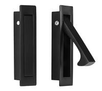 HOMOTEK Recessed Pocket Door Pull Handle, Edge Flush Pull, Hidden Finger Pull, Modern Pocket Hardware for Sliding Door, 80x22x16mm, Stainless Steel 304 (Matte Black, 2pack)