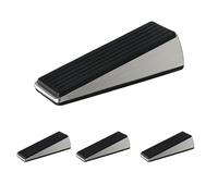 HOMOTEK Strongest Door Stopper, Heavy Duty Door Stop Wedge of Premium Quality Alloy and Rubber, Suits Any Heavy Door, Any Floor, 4-Pack, Satin Nickel Wall Protectors
