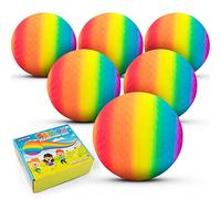 Homotte 6 Pcs 5 Inches Rainbow Playground Balls for Kids