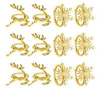 Homotte Gold Christmas Napkin Rings Set of 12, Christmas Reindeer and Snowflake Napkin Holders for Thanksgiving Table Decorations, Chris Banquet, Daily Receptions