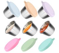 Homotte Salad Dressing Container To Go, 6x2.4 oz Small Containers with Lids, Reusable Sauce Containers for Lunch Box, 18/8 Stainless Steel Condiment Cup, Easy to Open, Leakproof Dipping Sauce Cups