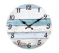 Homotte Wall Clock, 10 Inch Battery Operated Clocks Living Room Decor, Silent Non-Ticking Bathroom Wall Clock, Round Country Retro Rustic Style Wall Clock for Home Bedroom Office