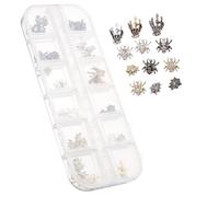 Homoyoyo 1 Box Halloween Nail Charms Metal Nail Studs with Skeleton Hands Compartment Box and Craft Embellishments