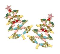 Homoyoyo 1 Pair Colorful Gem Earrings Christmas Decoration Xmas Tree Costume Jewelry Earrings Holiday Holiday Jewelry Festive Zinc Alloy