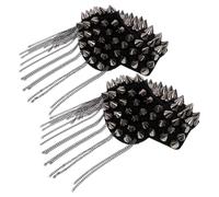 Homoyoyo 1 Pair Punk Style Retro Rivet Shoulder Epaulets with 3D Design Black Iron and CCB Material Versatile Use for Occasions Women Accessories