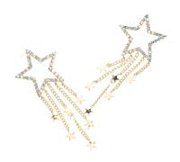Homoyoyo 1 Pair Rhinestone Star Tassel Earrings Sparkling Dangle Jewelry for Women Elegant Star Drop Accessories Occasion Durable Zircon Craftsmanship Shimmering Fashion Statement
