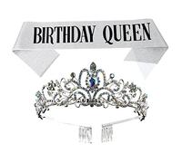 Homoyoyo 1 Set Birthday Sash and Crown Tiara Set for Elegant Rhinestone Decoration for Photography Props and Birthday Celebrations Gorgeous for Memorable Moments