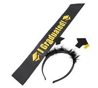 Homoyoyo 1 Set Mini Graduation Hat Hairband and Sash Set Adorable Costume Accessory for Graduation Parties for Cosplay and Dress Up Lightweight and Durable Yellow