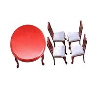Homoyoyo 1 Set Miniature Dollhouse Furniture Set European Style Dining Table and Chairs Compact Design Construction for Spaces and Decorative Use