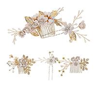 Homoyoyo 1 Set Pearl Flower Hairpin and Hair Comb Wedding Hair Accessory for Brides and Bridesmaids Unique Design for Prom Birthdays Engagements Durable and Elegant