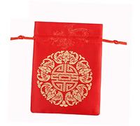 Homoyoyo 10 Pack Red Satin Drawstring Pouches - for Jewelry - Key Chains Coins and Small Elegant Silk Bags for Weddings Parties and Special Occasions
