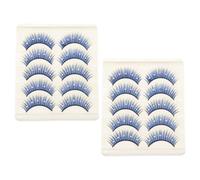 Homoyoyo 10 Pairs Rhinestone-studded False Eyelashes with Secure Adhesion Technology, Blue Sparkly Fiber Lashes for Model Makeup and Latin Dance Performers, Unique Stage Costume Accessory