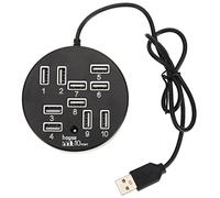 Homoyoyo 10 Pcs USB Hub USB Expander Abs Material Black Plug and Play Persistent Power Supply