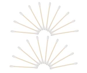 Homoyoyo 100 Pcs Makeup Dualended Design Wooden Handle Cleaning Swabs with Bamboo Cotton Tips Portable for Electronics Cleaning Onthego Use