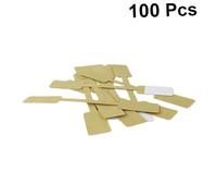Homoyoyo 100 Sheets Kraft Paper Price Tags Square Sticky Label Stickers for Jewelry Rings Clothing Display Blank Writable Labels for Stock Management