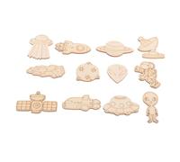 Homoyoyo 100pcs DIY Space Craft Kit Wooden Alien Spaceship Astronaut Painting Set Durable Reusable Sky Themed Wooden Cutouts Creative Playroom Decor for Boys Activity