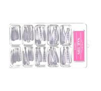 Homoyoyo 100Pcs Manicure Nail Tips with Measurement Scale Fast Curing Crystal Nail Plates for Salon and Home Use