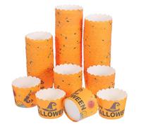 Homoyoyo 100pcs Muffin Wrapper Cake Cups, Yellow Paper Baking Cups, Halloween Pattern, Witch Hat Design, for Halloween Parties